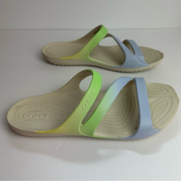Crocs Kadee Sandals Women's size 11 Shoes Blue Green Lightweight Waterproof - Picture 2 of 11
